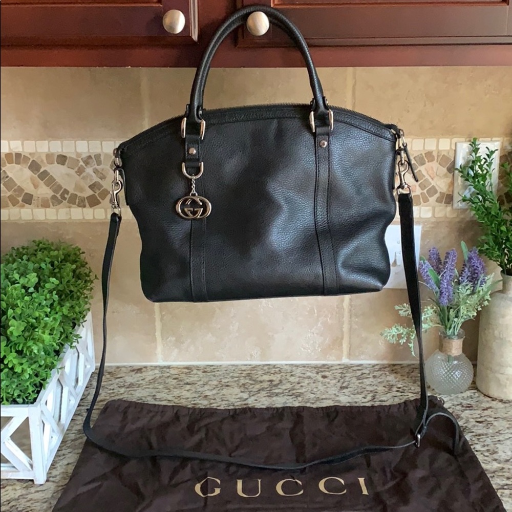Gucci Dome Charm Convertible Black Crossbody Bag
